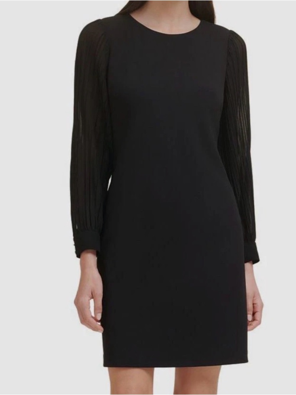 NWT - Tommy Hilfiger Black Long-Sleeve Pleated-Sleeve Short Dress